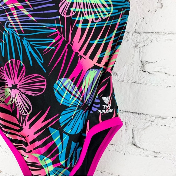 TYR Reversible Safari CrossFit Black Pink Fern Floral One Piece Swimsuit - Picture 3 of 7